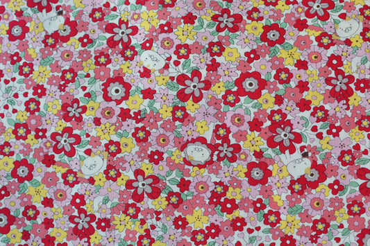 Cotton Kobayashi Cats and Flowers Red
