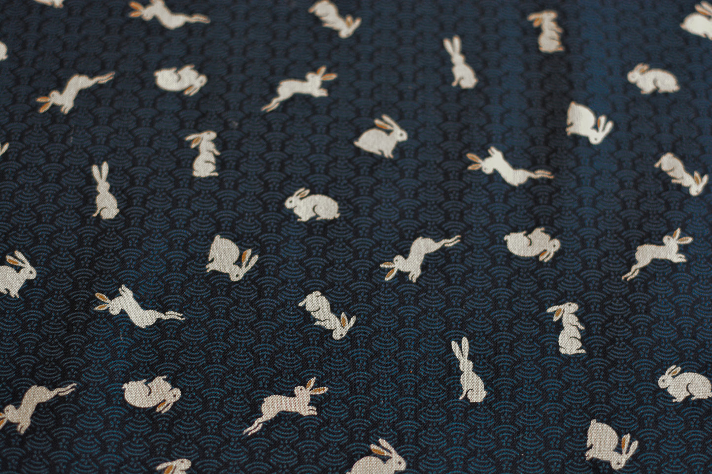 Japanese Fabric Bunny and Waves Navy Blue Sevenberry