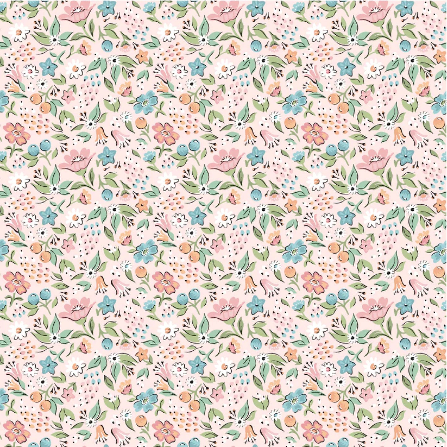 Garden Party Freshly Picked Blush Poppie Cotton Fabric