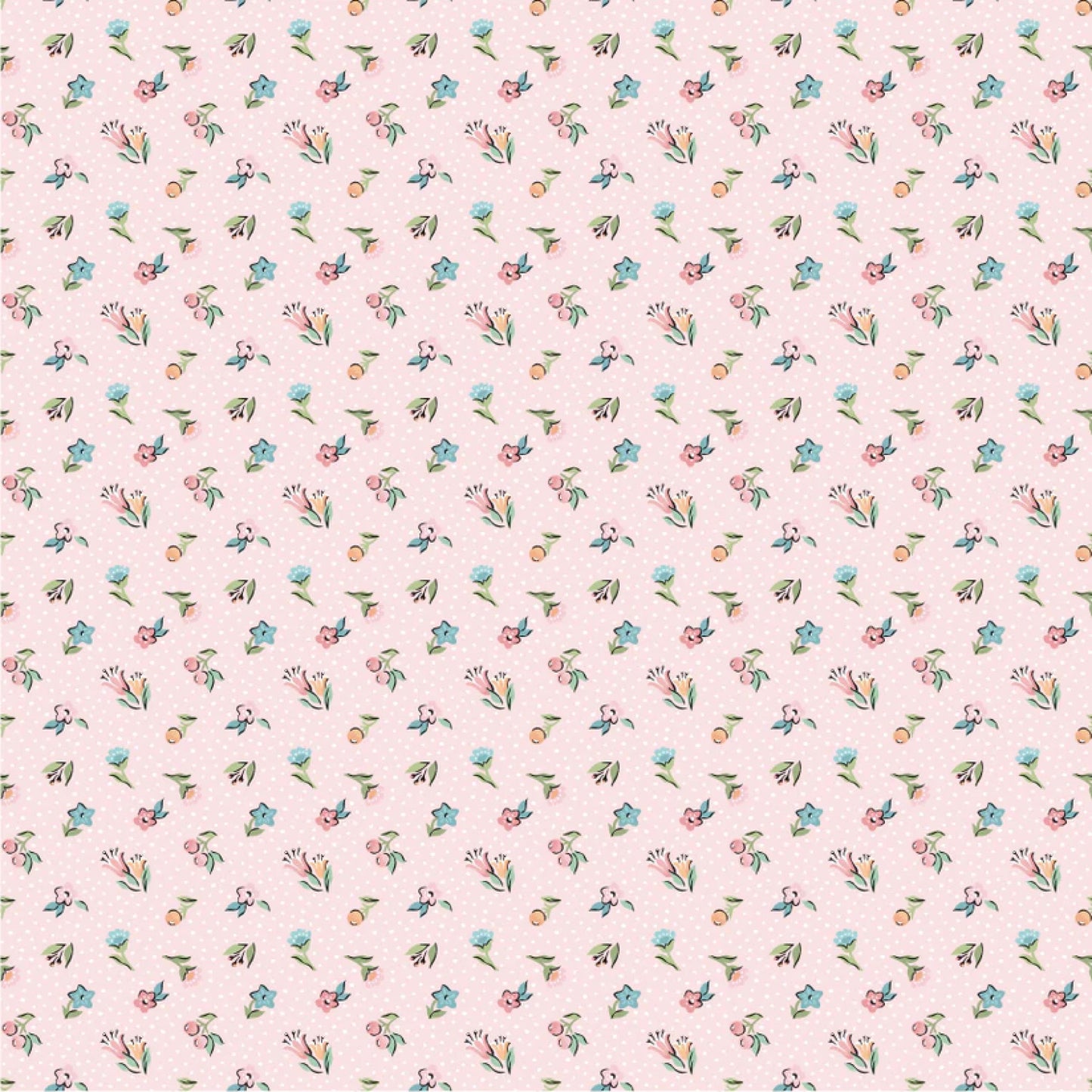 Garden Party Mini Blossoms Blush Poppie Cotton Fabric