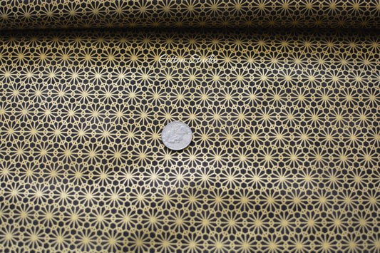 Quilt Gate Suzune Net Traditional Print with Metallic Accent Black Geometric Floral