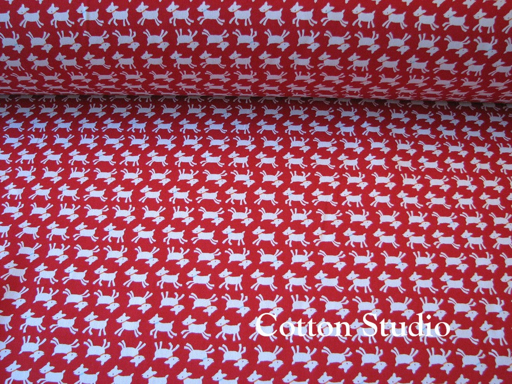 Baby Goat Red Oxford Cotton Fabric by Cosmo
