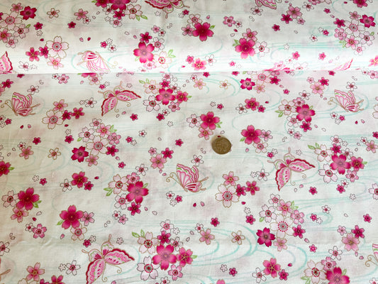 Sakura and Butterflies Butterfly Off White Metallic Gold