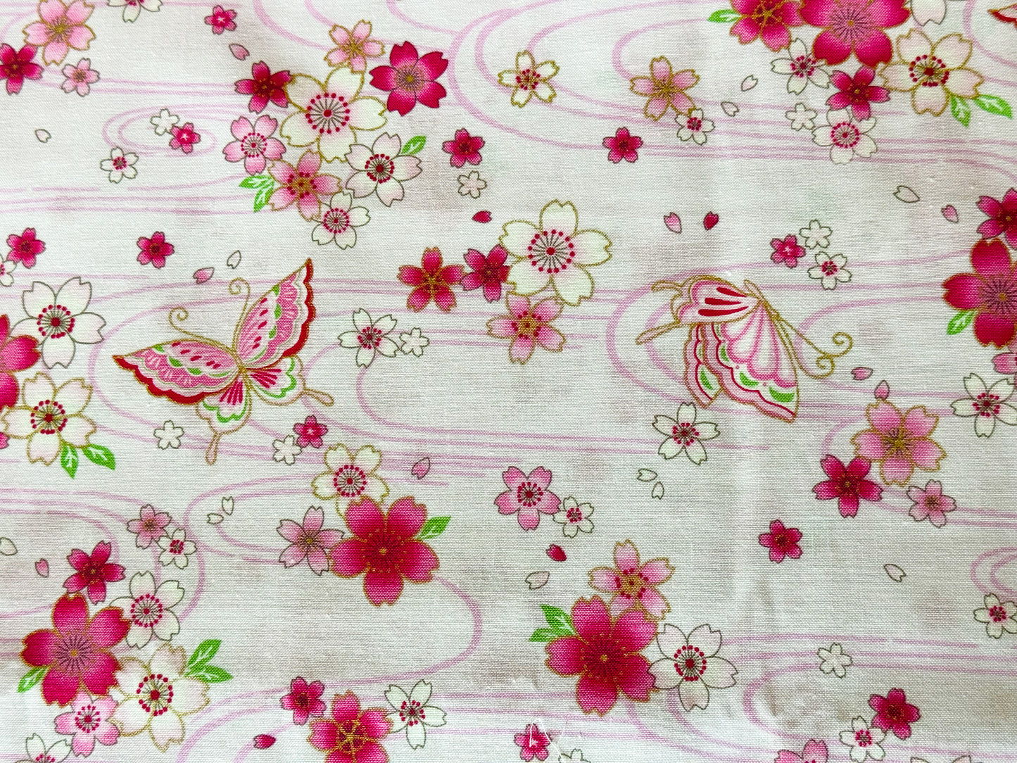 Sakura and Butterflies Butterfly Off White Metallic Gold