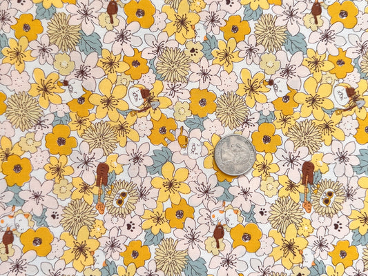 Cotton Kobayashi Cats & Flowers Japanese Broadcloth Fabric