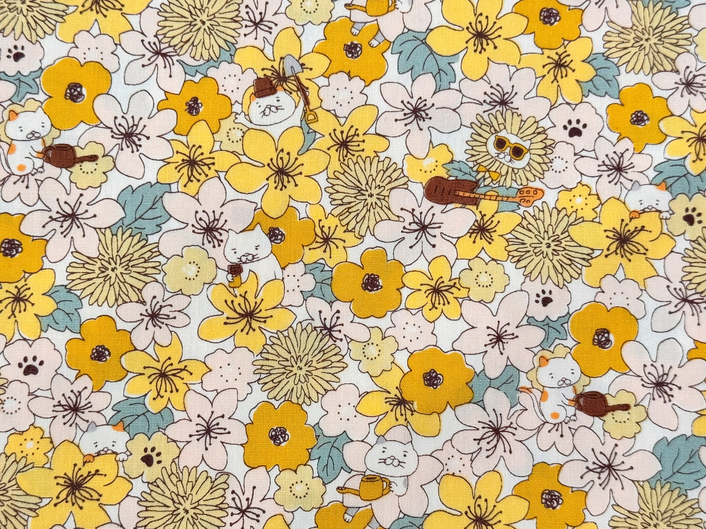 Cotton Kobayashi Cats & Flowers Japanese Broadcloth Fabric