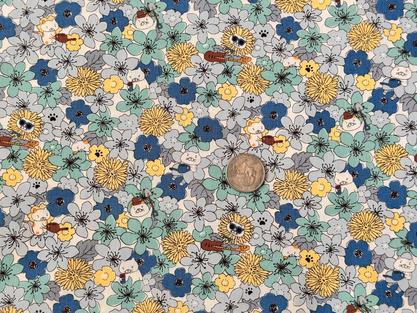 Cotton Kobayashi Cats & Flowers Japanese Broadcloth Fabric