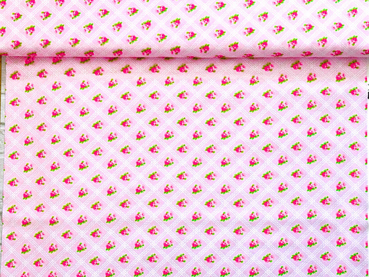 Freckles & Lollie Masie's Garden Floral Trellis Pink Rose fabric