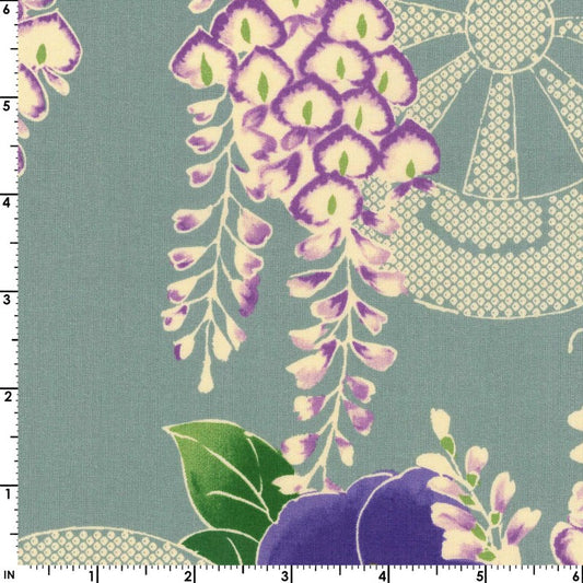 Kokka Classic Japan Wisteria Flowers Blue Kimono Inspired Japanese Fabric