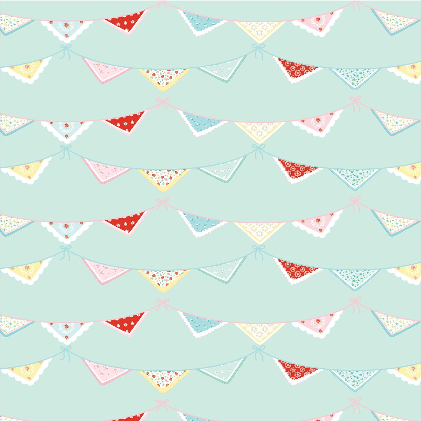 Poppie Cotton Fabric Market Day Bunting Print Mint