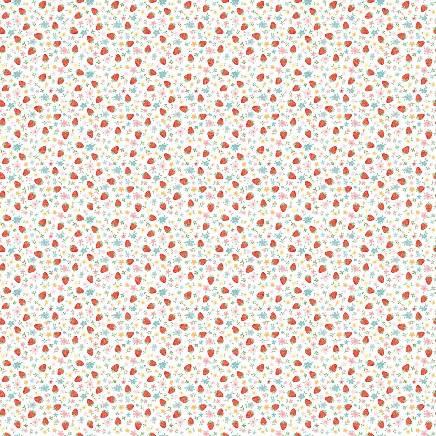 Poppie Cotton Fabric Market Day Mini Strawberries White