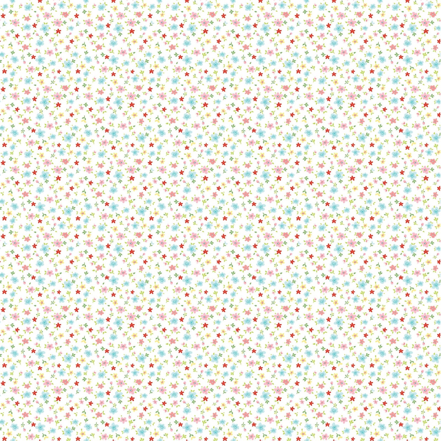 Poppie Cotton Fabric Market Day Tiny Flowers White