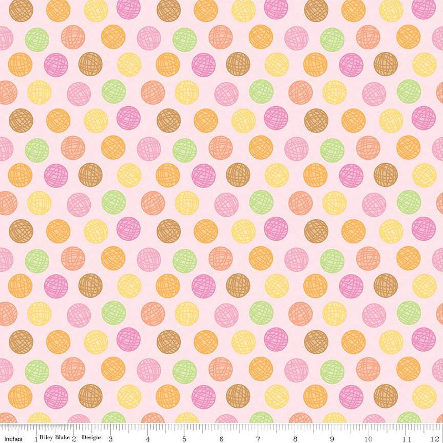 Riley Blake Pretty Kitty™ Yarn Dots Pink Quilting Fabric