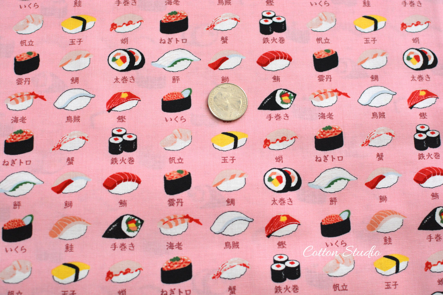 Sushi Japanese Fabric Pink