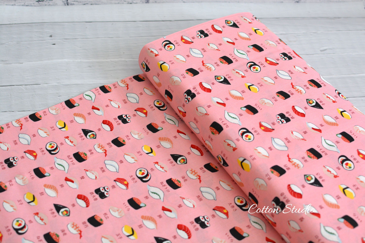 Sushi Japanese Fabric Pink