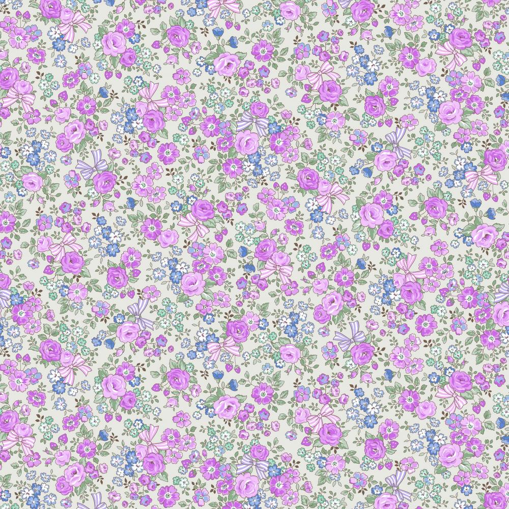 Find Me Ribbon and Flower Bouquet Lavender Flowers Broadcloth Cosmo 1F Japanese Fabric