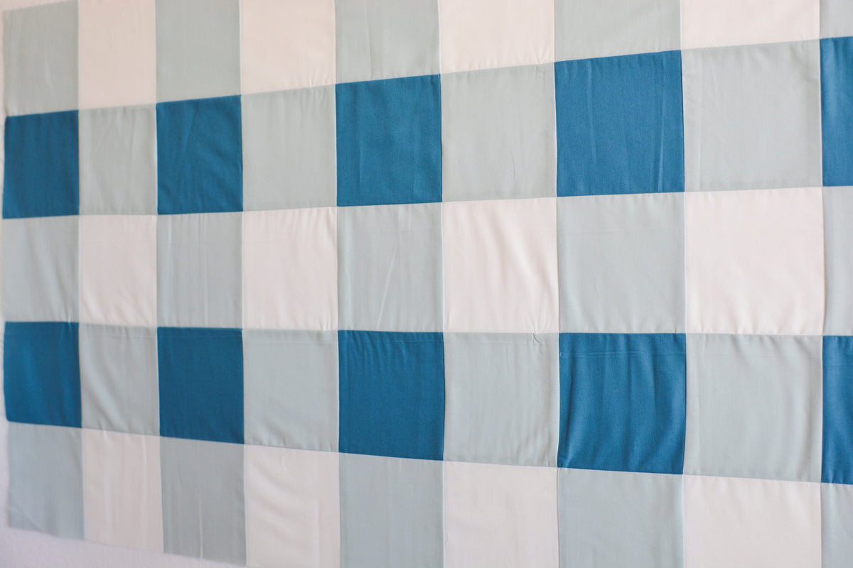 Gingham Baby Quilt Kit Precut Blue