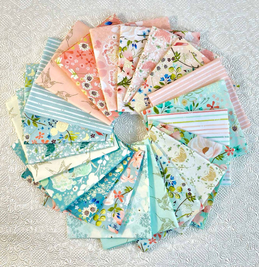 Poppie Cotton Serenity Blooms by Ginger Deverell Fat Quarter, Half Yard Set