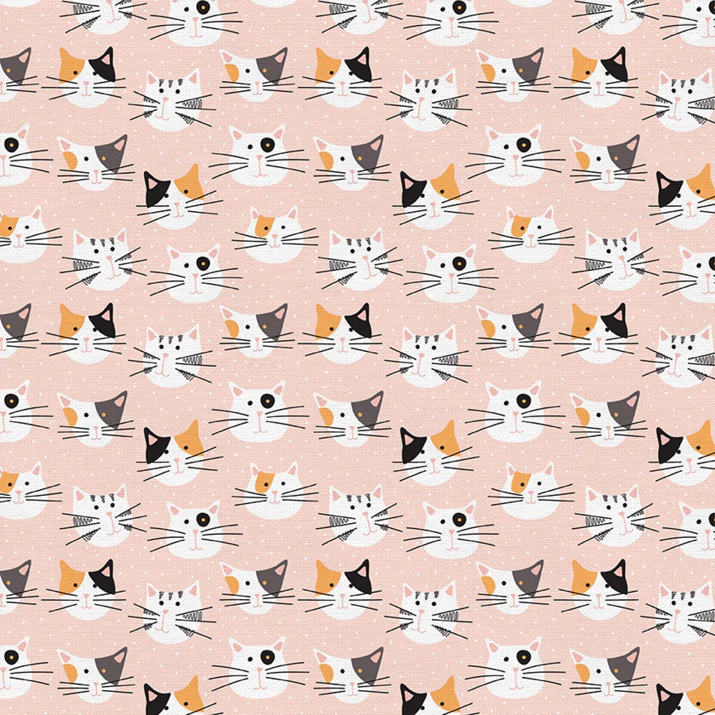 Tails and Whiskers Cat Faces Pink Paintbrush Studio Fabrics