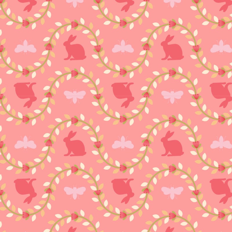 Poppie Cotton Poppies Patchwork Club - Benjamin Pink Bunny Fabric