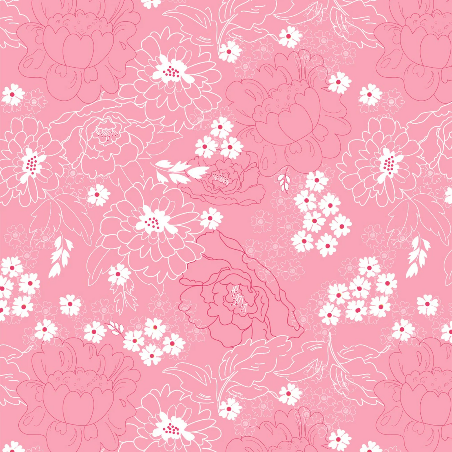 Bloom True by Terri Conrad Serendipity Pink Poppie Cotton Fabric