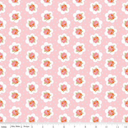 Riley Blake Peach Cobbler Tea Tin Rose Pink Quilting Fabric