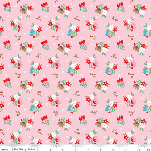 Riley Blake Whimsical Woodland Floral Pink Quilting Fabric