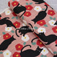 Tsubaki and Cat Camellia Pink Japanese Fabric