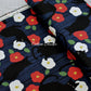 Tsubaki and Cat Camellia Navy Blue Japanese Fabric