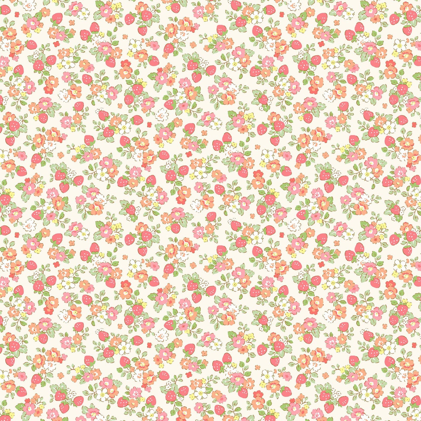 Find Me Strawberry Field Light Orange Broadcloth Cosmo 1A Japanese Fabric