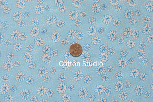 Japanese Fabric Happy Message 30's Flowers Blue