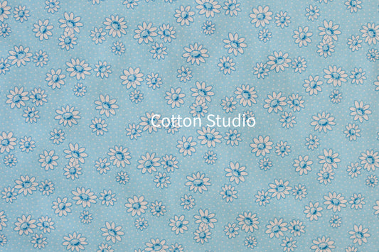 Japanese Fabric Happy Message 30's Flowers Blue