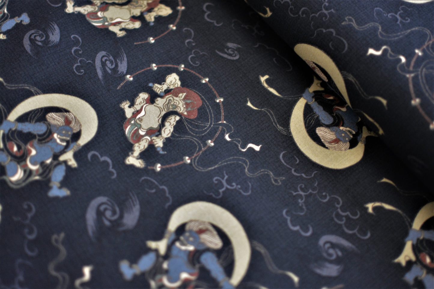 Remnant Raijin Furaijin God of Thunder and Wind Black Japanese Fabric 14"L