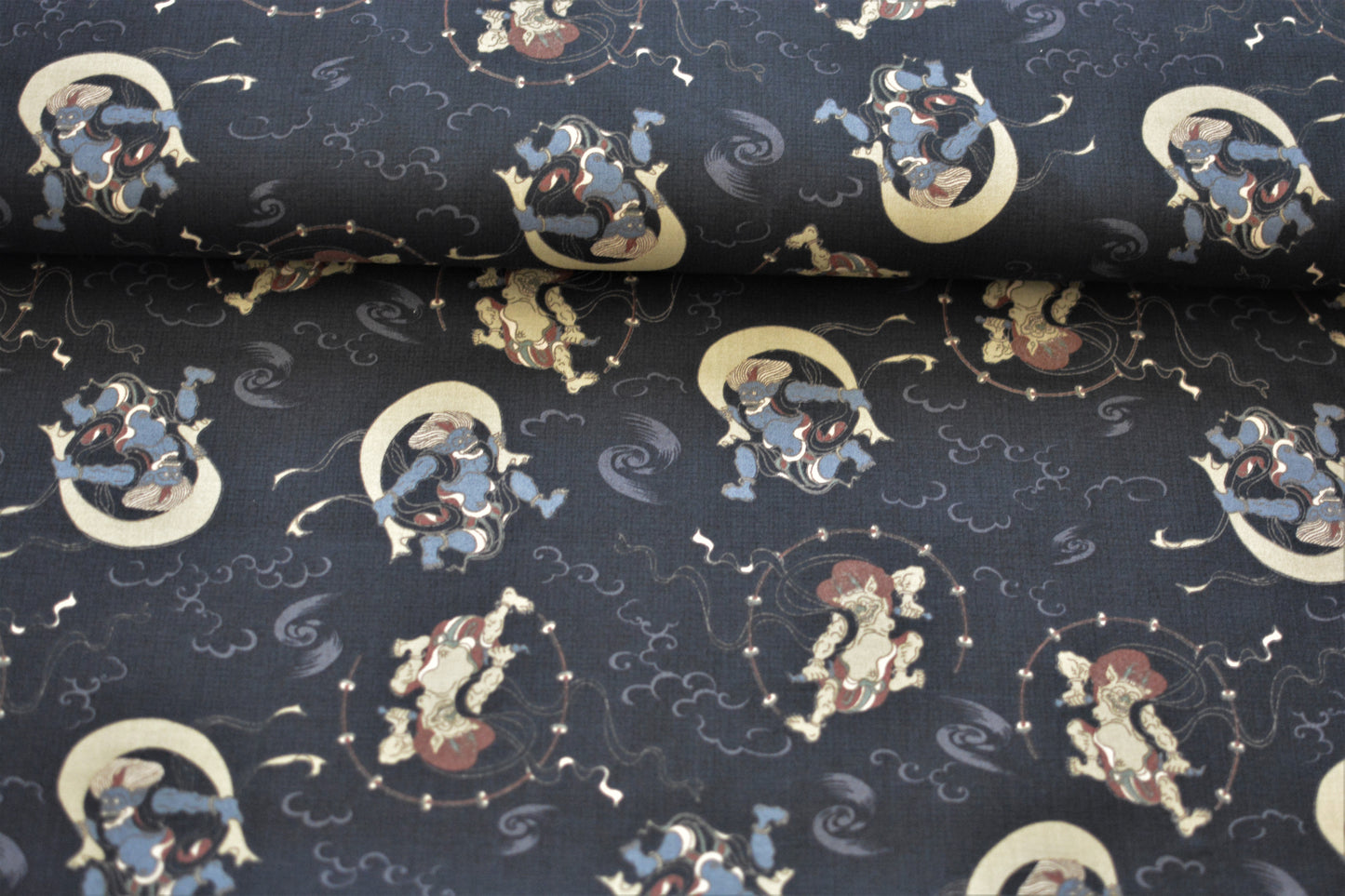 Remnant Raijin Furaijin God of Thunder and Wind Black Japanese Fabric 14"L