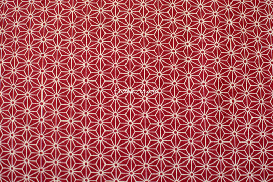 Asanoha Hemp Flowers Red Japanese Fabric