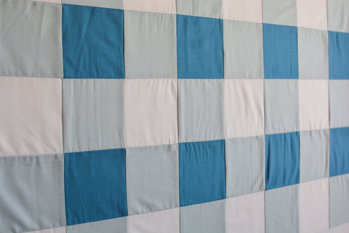 Gingham Baby Quilt Kit Precut Blue
