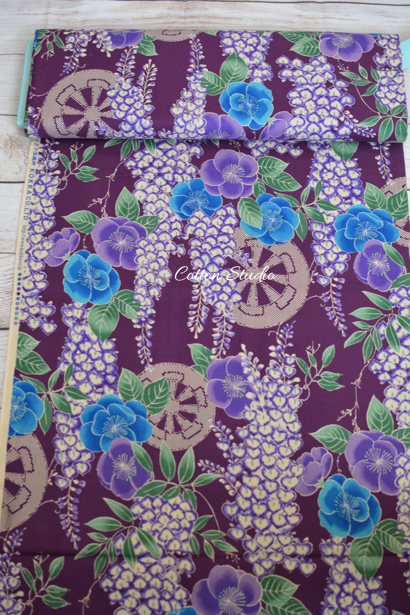 Kokka Classic Japan Wisteria Flowers Purple Kimono Inspired Japanese Fabric
