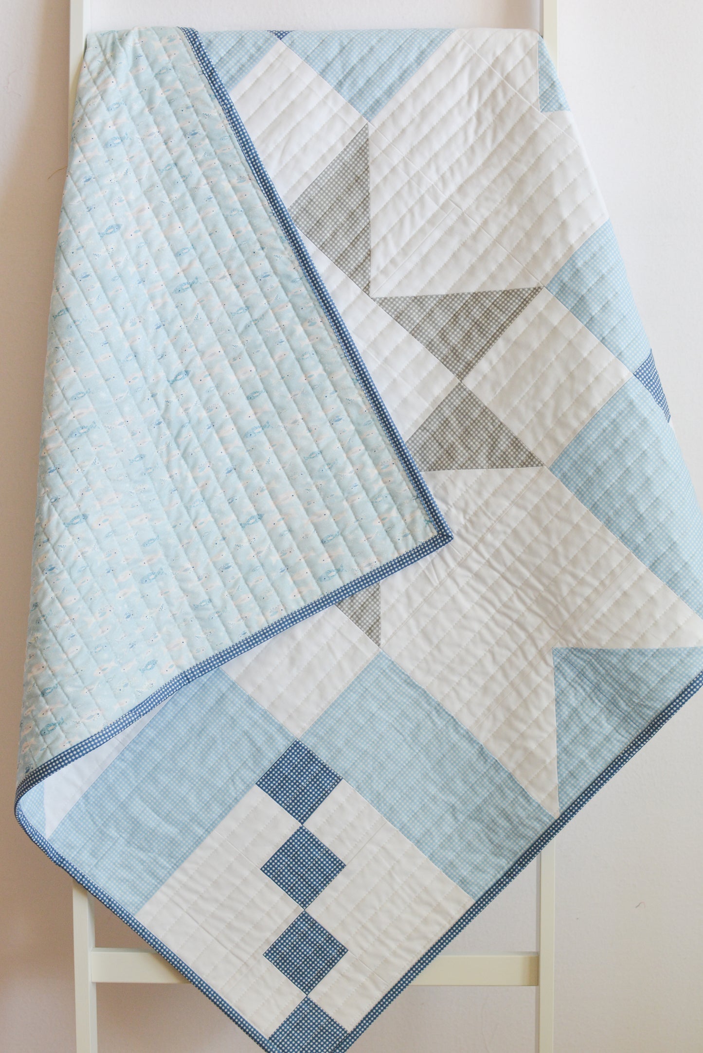 Super Star Baby Quilt Kit - Gingham Boy Quilt 36" x 36"