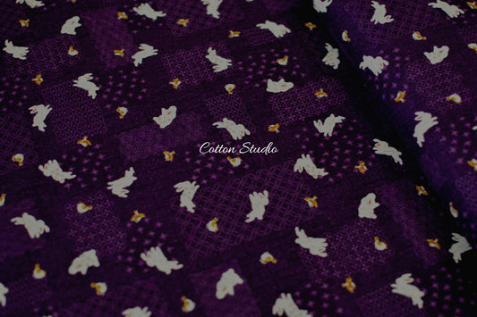 Rabbits Bunnies Traditional Prints Purple Sevenberry Japanese Fabric