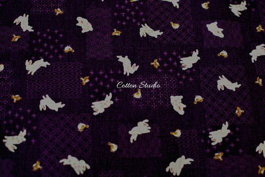 Rabbits Bunnies Traditional Prints Purple Sevenberry Japanese Fabric