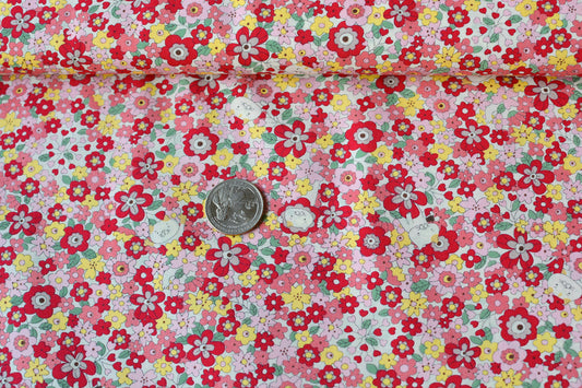 Cotton Kobayashi Cats and Flowers Red