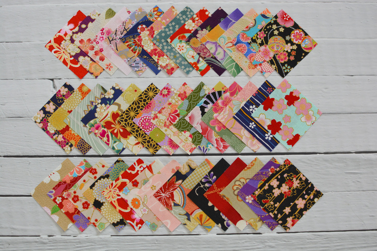 Japanese Fabric 3.5" x 3.5" squares - 42 pieces assortment of all different prints