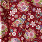 Japanese Fabric Fan Butterfly and Flower Bouquet Metallic Gold Accent