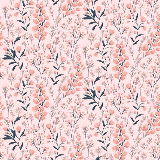 Painted Blossoms Field of Dreams Pink Poppie Cotton Fabric