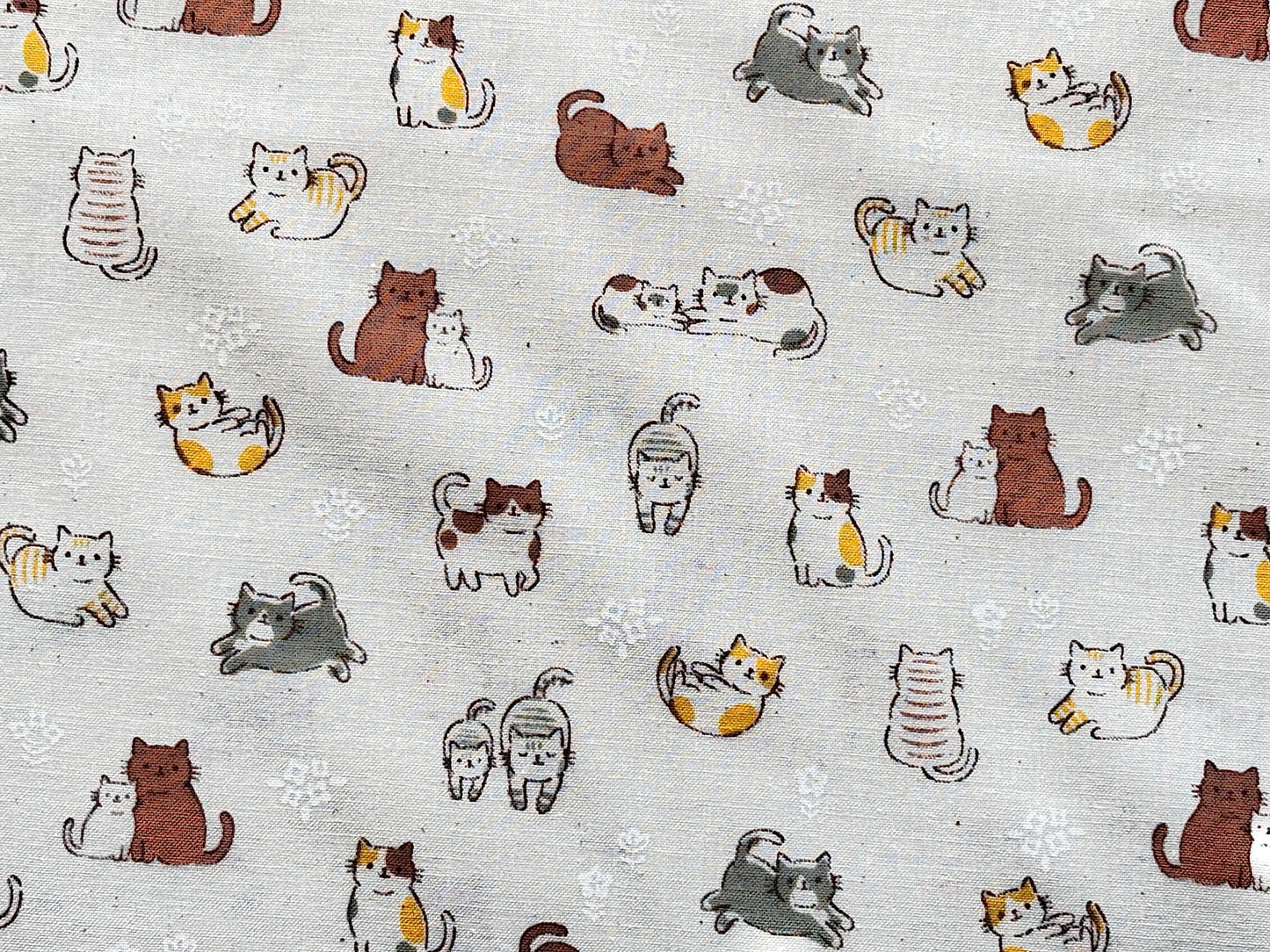 Kawaii Cats Ecru Japanese Fabric