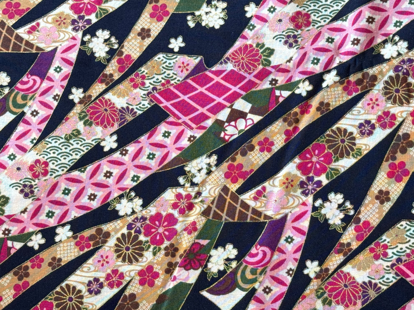 Traditional Noshi Print Kimono Inspired Japanese Fabric Indigo