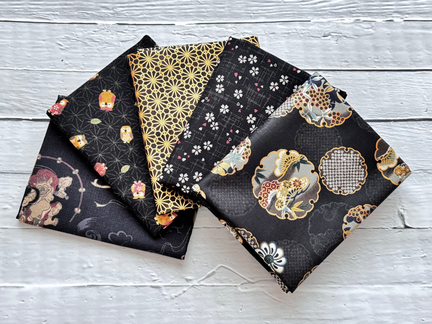 Black Japanese Fabric Fat Quarter Set