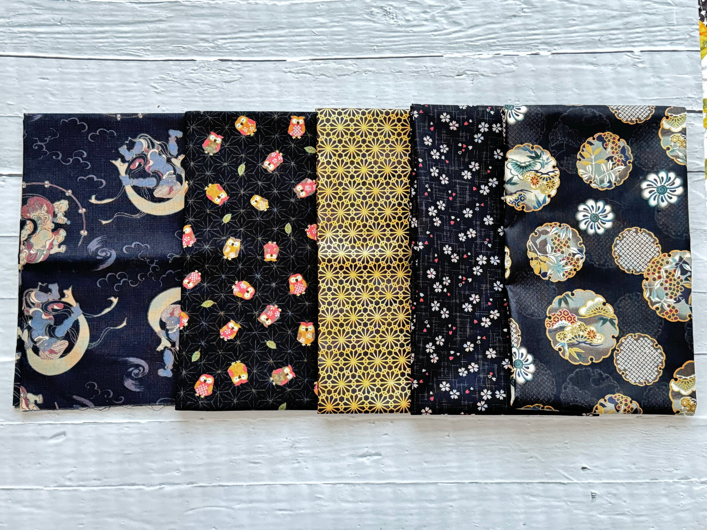 Black Japanese Fabric Fat Quarter Set