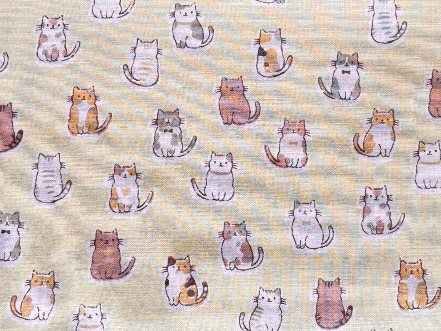 Kawaii Cats Yellow Japanese Fabric