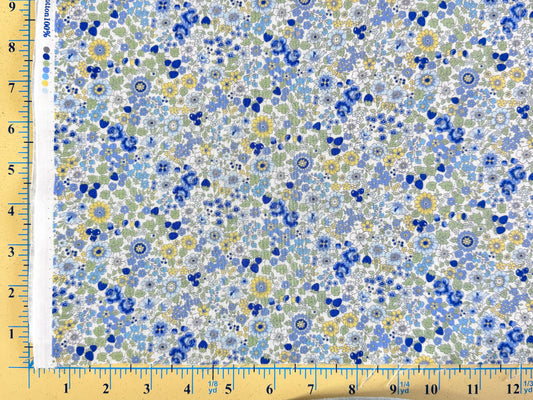 Japanese Fabric Bloom Garden Retro Vintage Blue Flowers